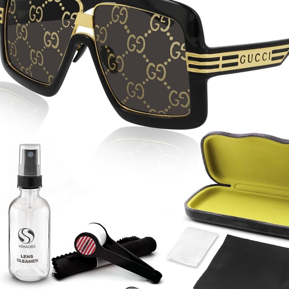 Gucci Black and Gold Patterned Sunglasses